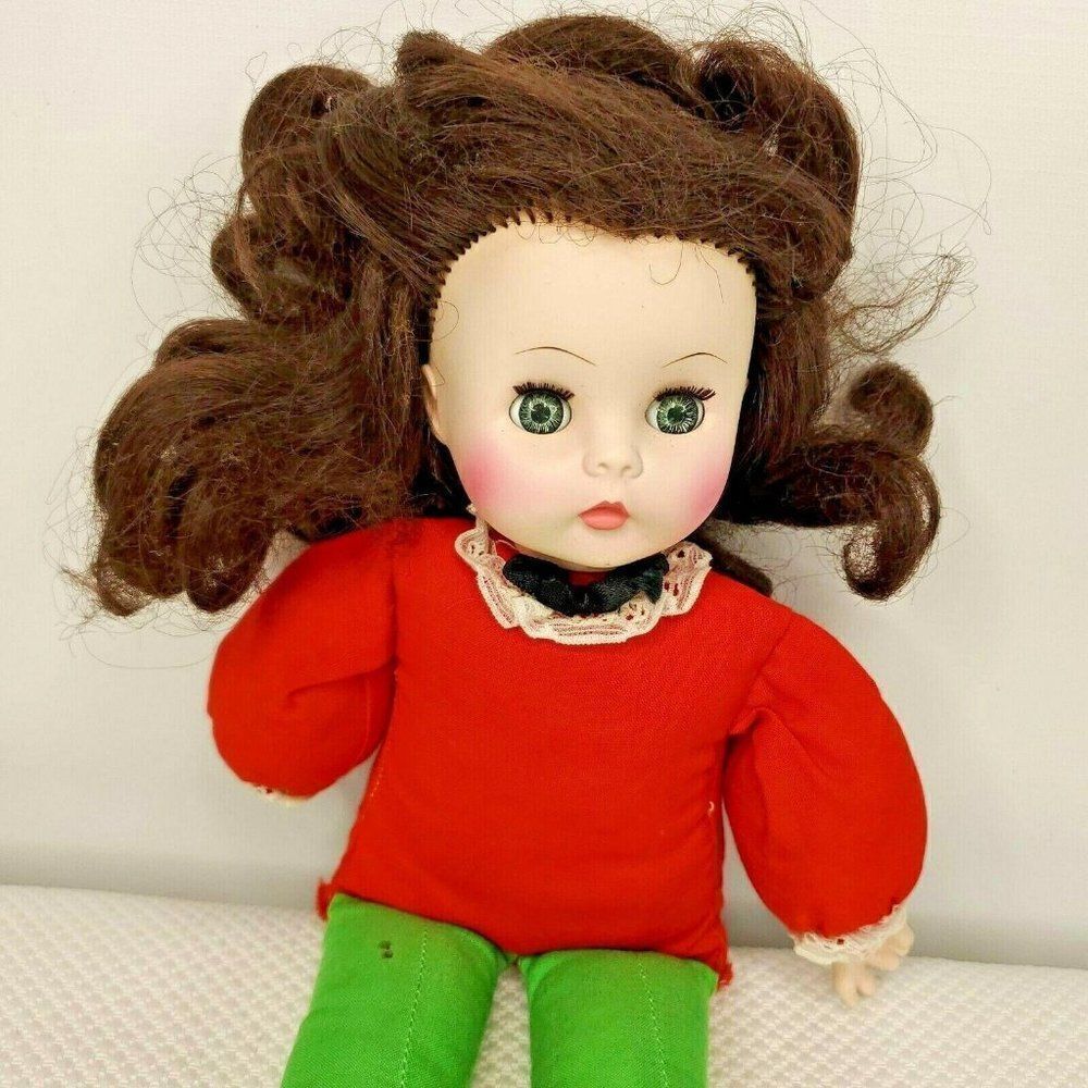 Vintage 1970 13" Horsman Stuffed Cloth Doll Brunette Sleep Eyes